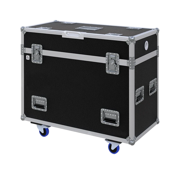 Front view of the custom ALP Flight Case for 2x SGM IDEA SPOT 700 lighting fixtures