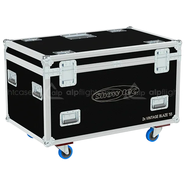 Rear view of the ALP Flight Case for 2x Showtec Vintage Blaze 55 showing reinforced protective structure and touring hardware