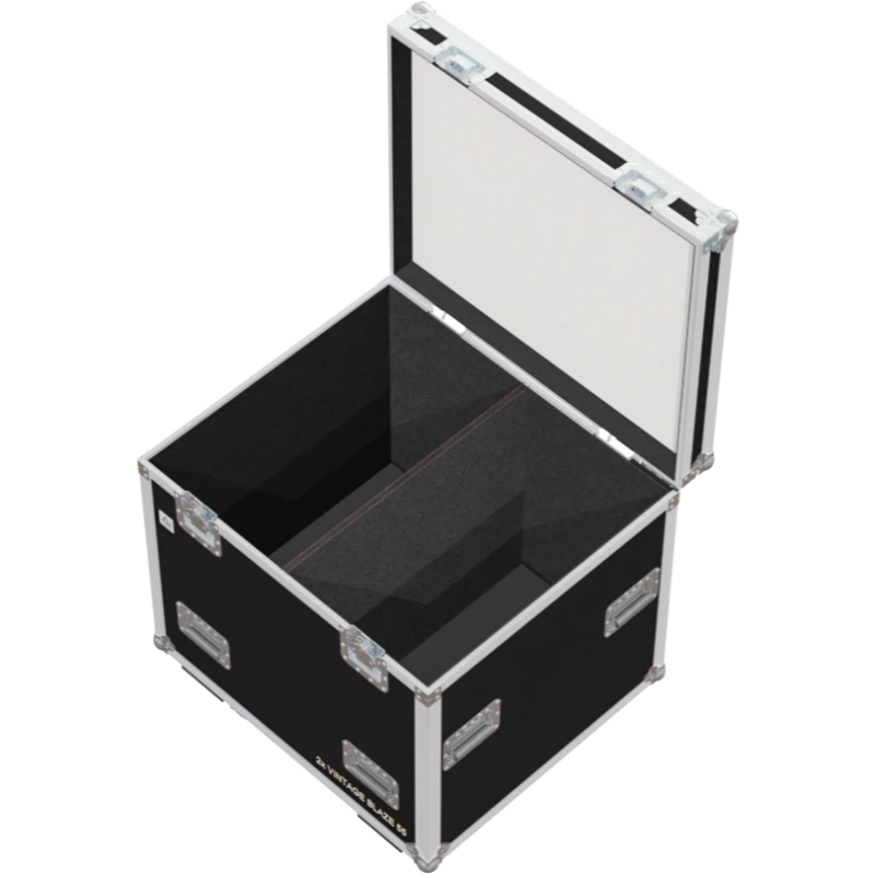 Open empty view of the ALP Flight Case for 2x Showtec Vintage Blaze 55 showing the custom protective interior layout
