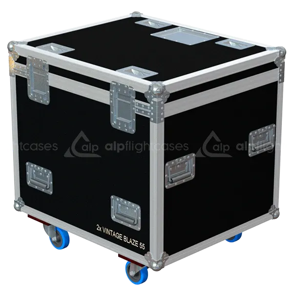 Rear view of the ALP Flight Case for 2x Showtec Vintage Blaze 55 showing reinforced protective structure and touring hardware