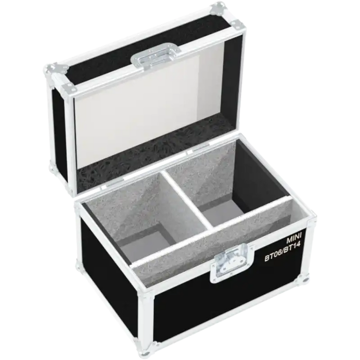 Open empty view of the ALP Flight Case for 2x Showven Sparkular Mini BT06 showing the custom protective interior layout