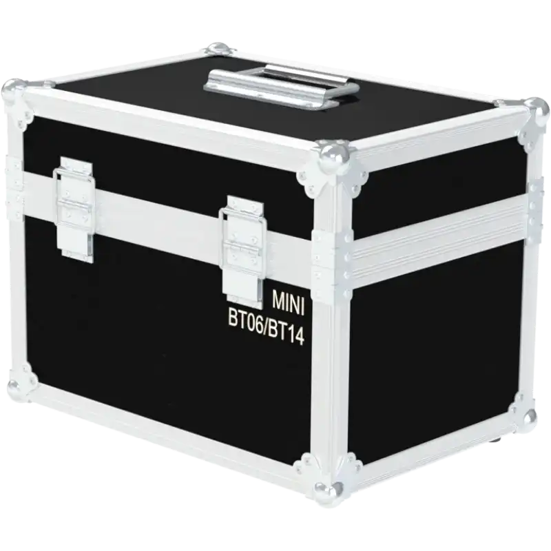 Rear view of the ALP Flight Case for 2x Showven Sparkular Mini BT06 showing reinforced protective structure and touring hardware