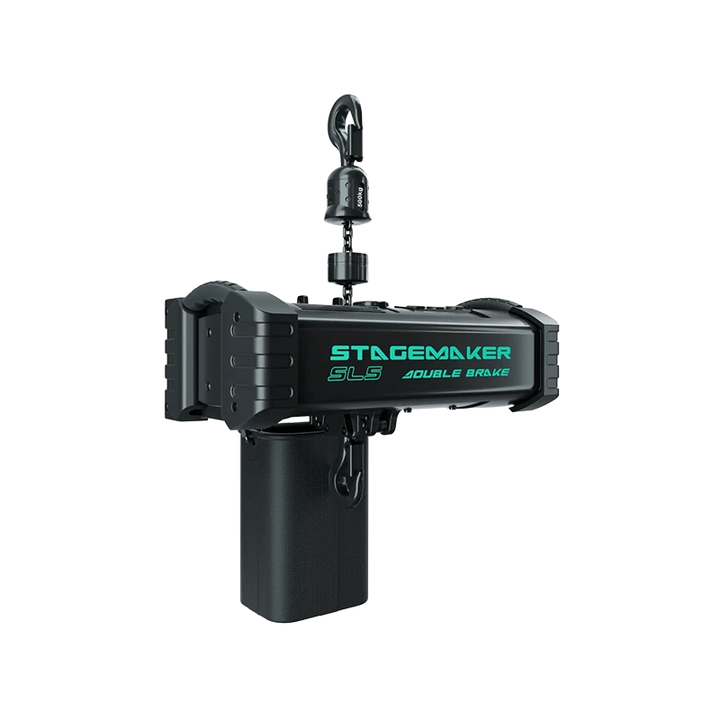 Standalone view of two Verlinde Stagemaker D8+ SL5 chain hoists