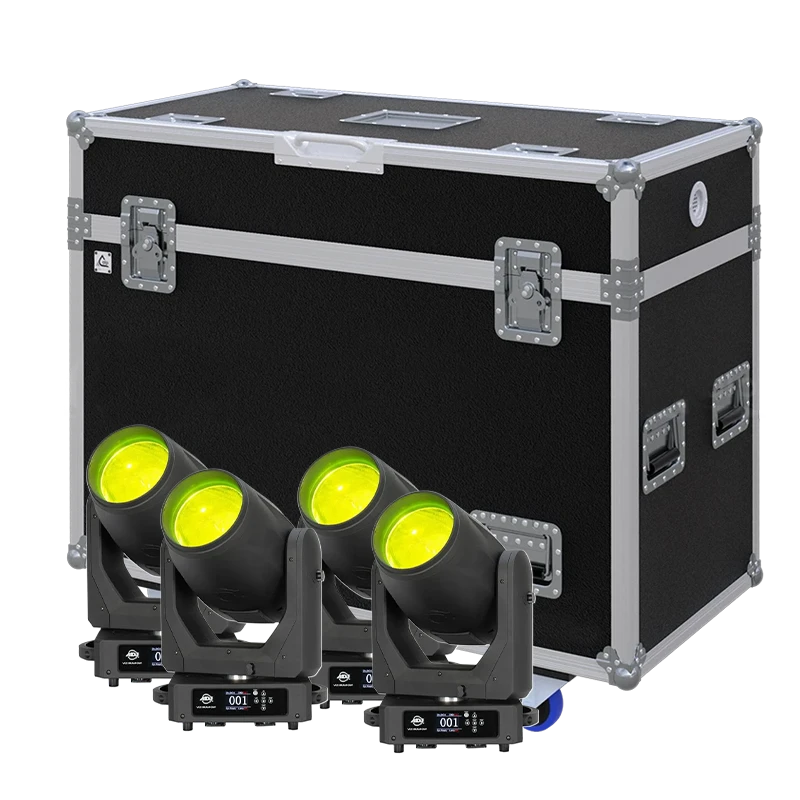 Standalone view of four ADJ Vizi Beam CMY lighting fixtures
