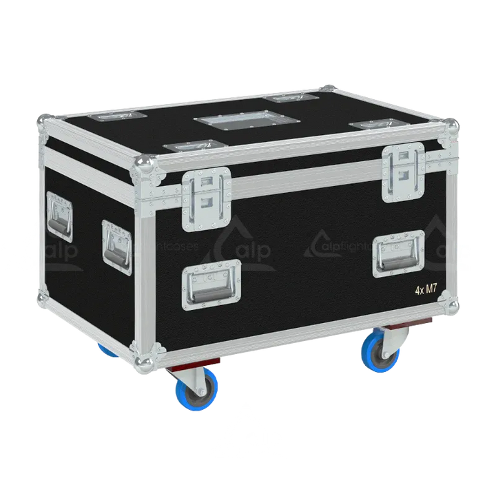 Rear view of the ALP Flight Case for 4x Antari M-7X RGBA Stage Fog Jet showing reinforced protective structure and touring hardware