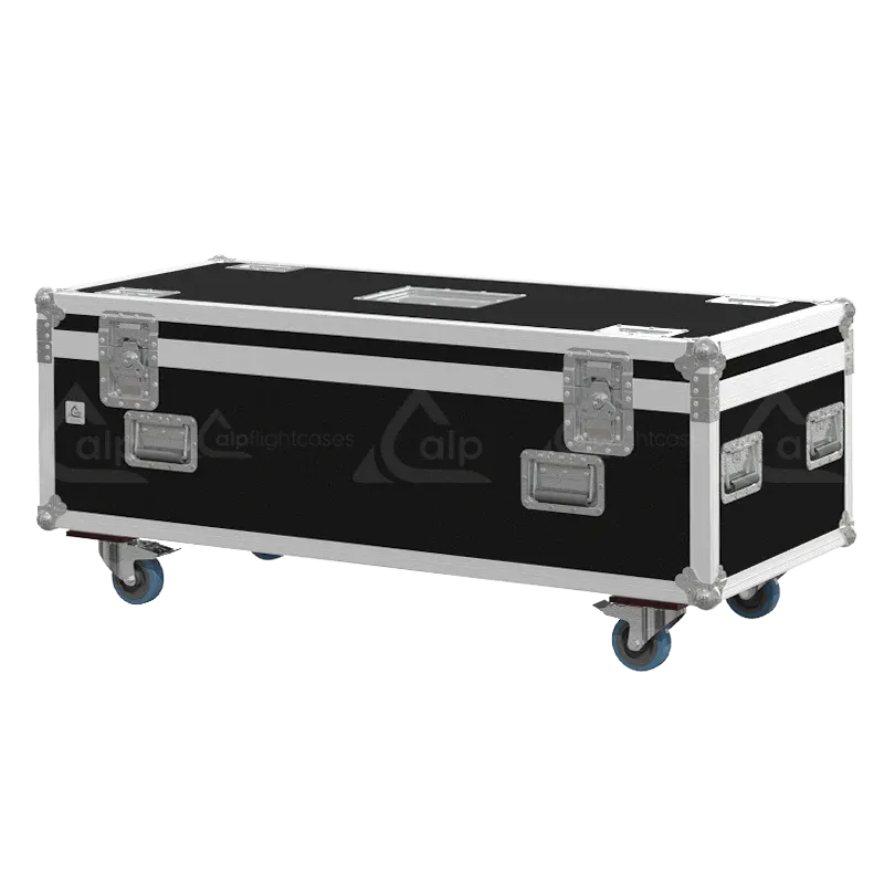 Front right view of the ALP Flight Case for 4x Elation Protron Eclipse featuring reinforced touring hardware, butterfly catches and durable construction