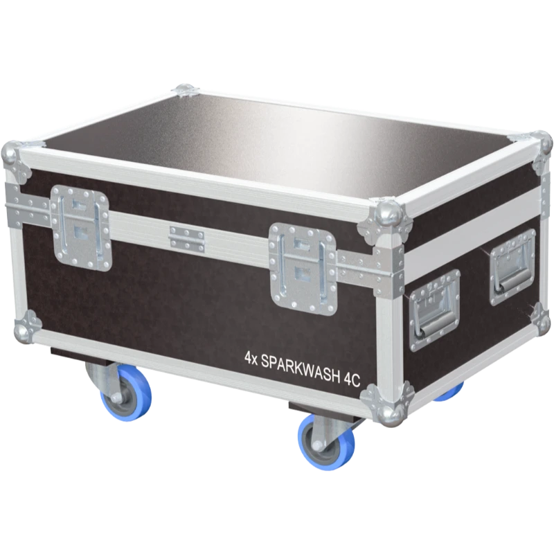 Rear view of the ALP Flight Case for 4x Leding Spark Wash 4C showing reinforced protective structure and touring hardware