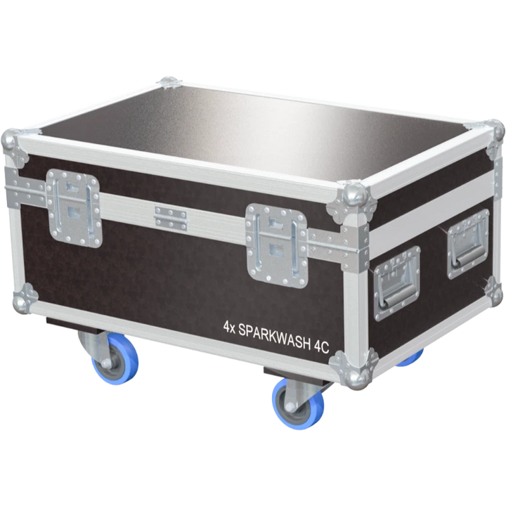 Rear view of the ALP Flight Case for 4x Leding Spark Wash 4C showing reinforced protective structure and touring hardware