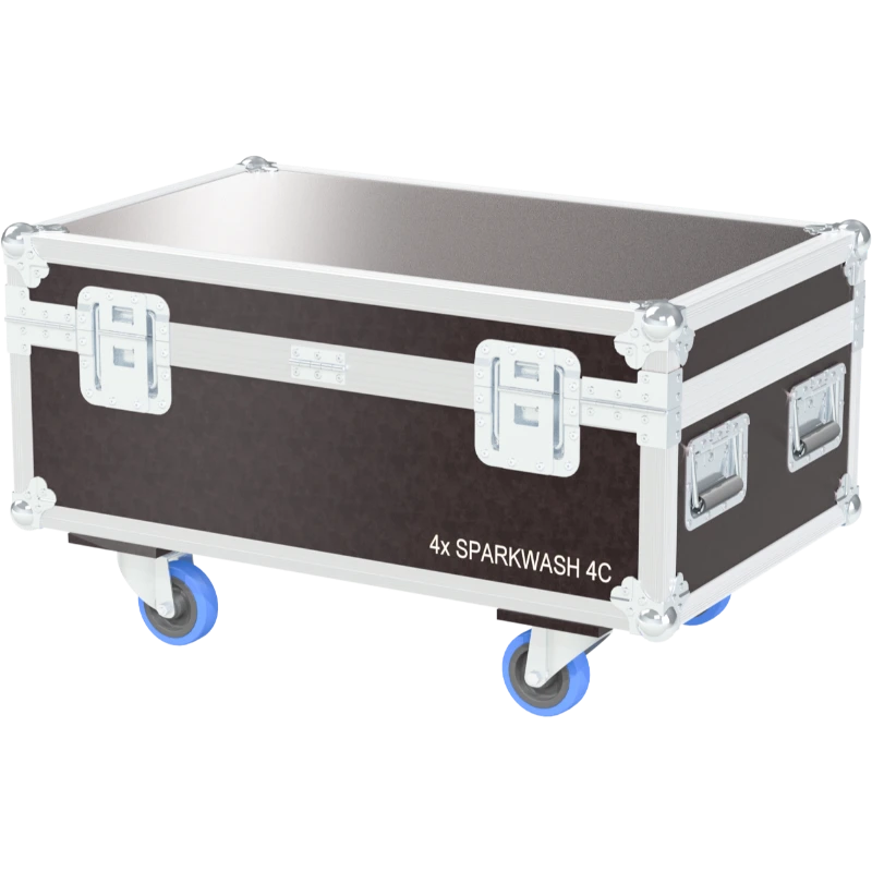 Rear view of the ALP Flight Case for 4x Leding SparkWash 4C showing reinforced protective structure and touring hardware