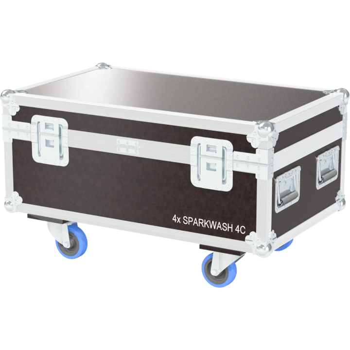 Rear view of the ALP Flight Case for 4x Leding SparkWash 4C showing reinforced protective structure and touring hardware