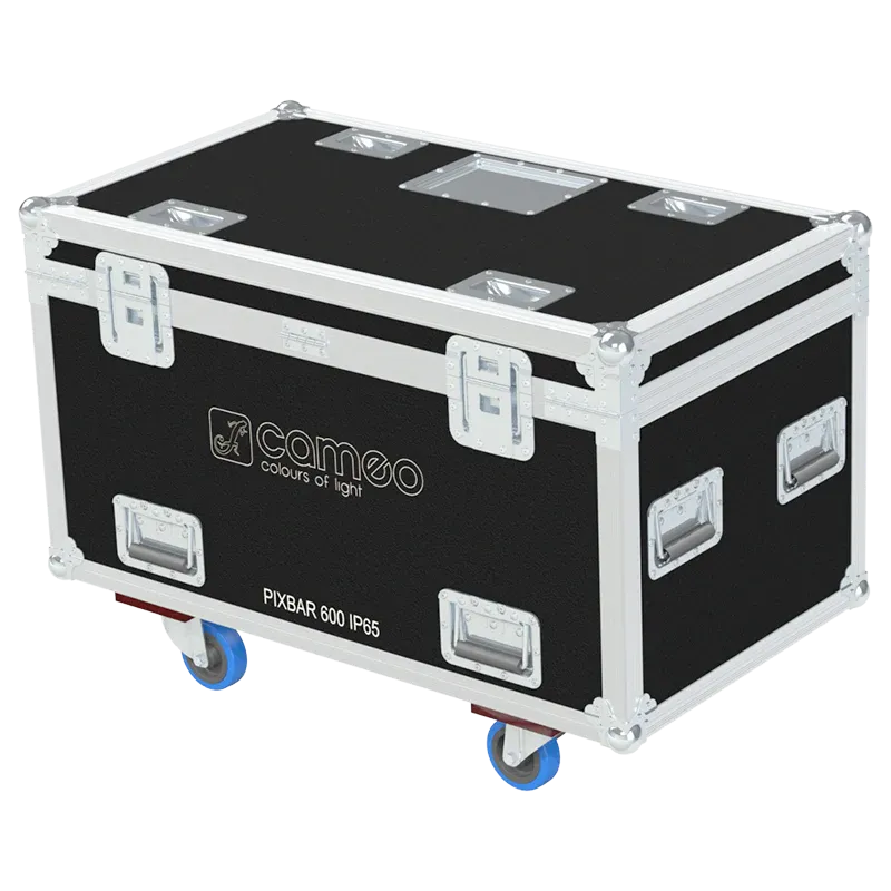 Rear view of the ALP Flight Case for 6x Cameo ZENIT W600 IP65 showing reinforced protective structure and touring hardware