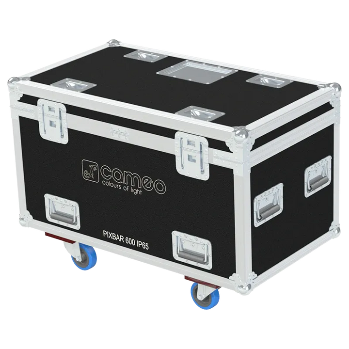 Rear view of the ALP Flight Case for 6x Cameo ZENIT W600 IP65 showing reinforced protective structure and touring hardware
