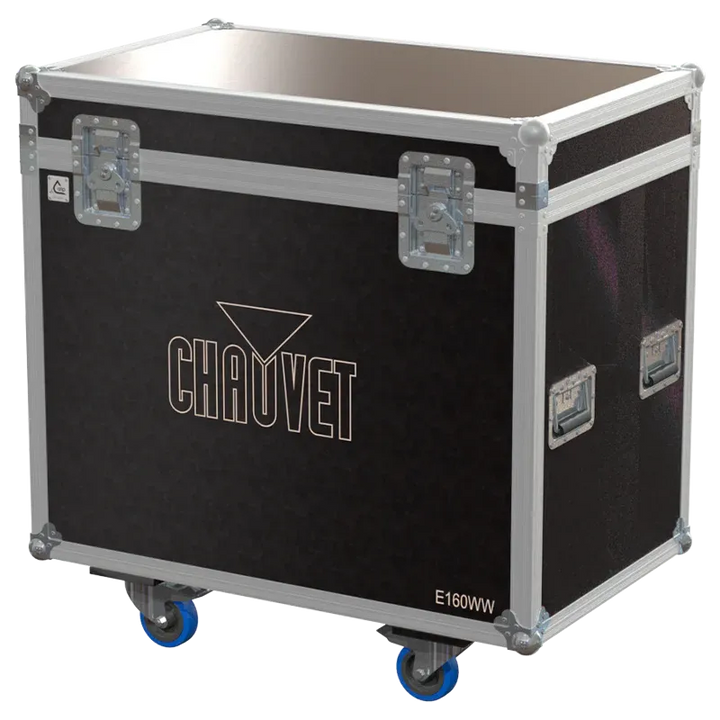 Front right view of the ALP Flight Case for 6x Chauvet E-160WW featuring reinforced touring hardware, butterfly catches and durable construction