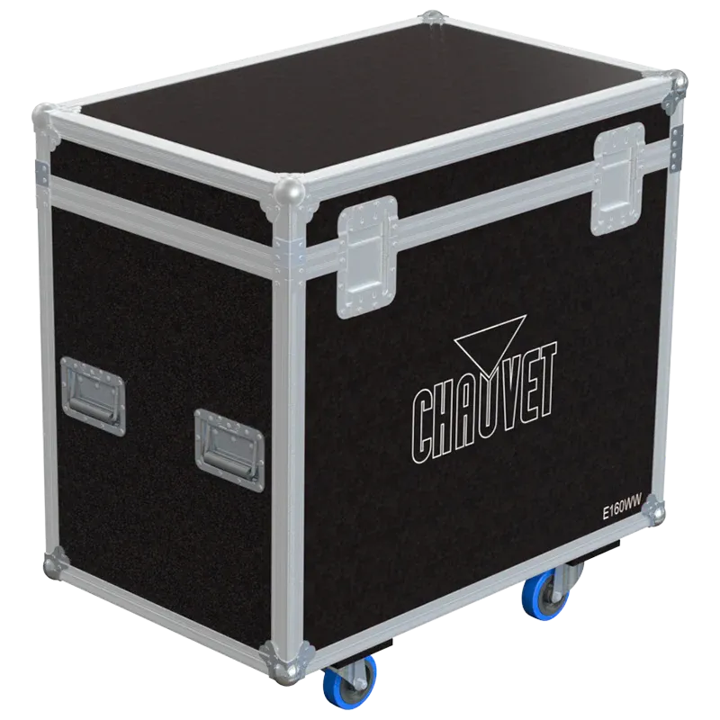 Rear view of the ALP Flight Case for 6x Chauvet E-160WW showing reinforced protective structure and touring hardware

