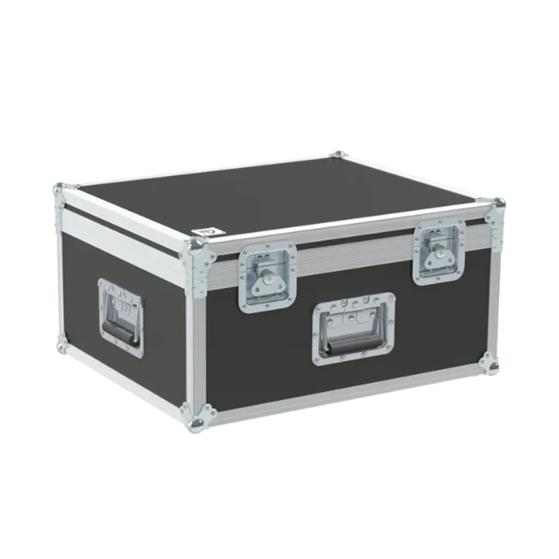 Front view of the custom ALP Flight Case for 8x intercom station sets with beltpacks and headsets
