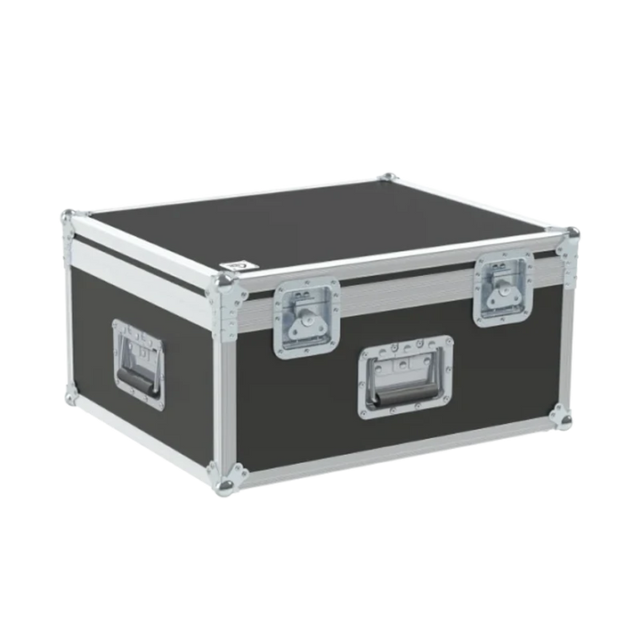 Front view of the custom ALP Flight Case for 8x intercom station sets with beltpacks and headsets