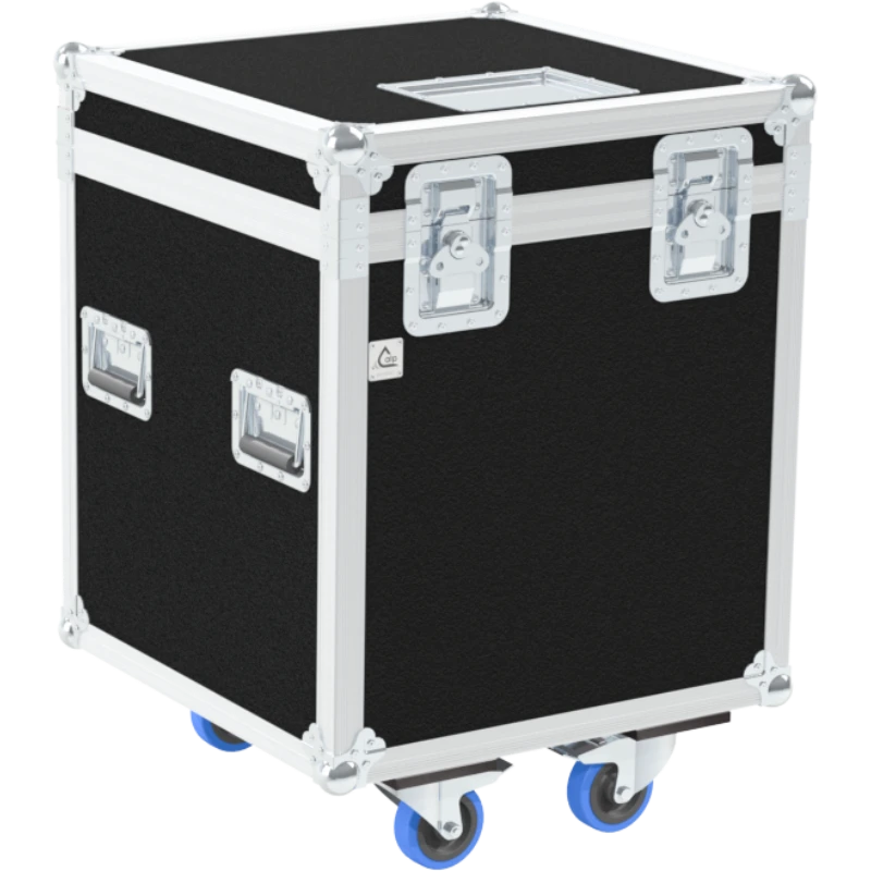 Front right view of the ALP Flight Case for 8x PAR LED fixtures featuring reinforced touring hardware, butterfly catches and durable construction