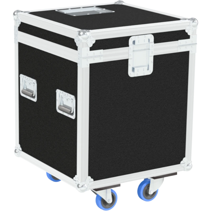 Rear view of the ALP Flight Case for 8x PAR LED fixtures showing reinforced protective structure and touring hardware