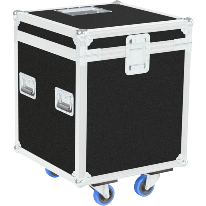 Rear view of the ALP Flight Case for 8x PAR LED fixtures showing reinforced protective structure and touring hardware