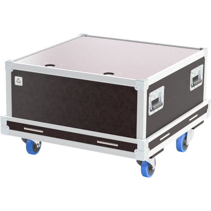 Front right view of the ALP Flight Case for 8x Showtec Cameleon Flood 18/3 featuring reinforced touring hardware, butterfly catches and durable construction