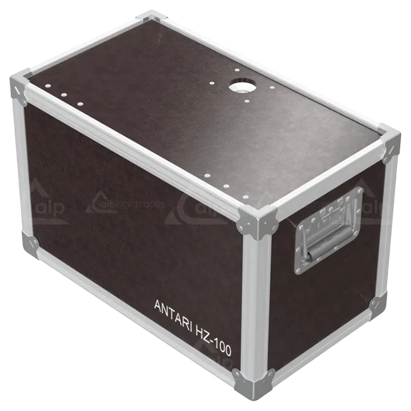 Rear view of the ALP Flight Case for Antari HZ-100 Haze Machine showing reinforced protective structure and touring hardware