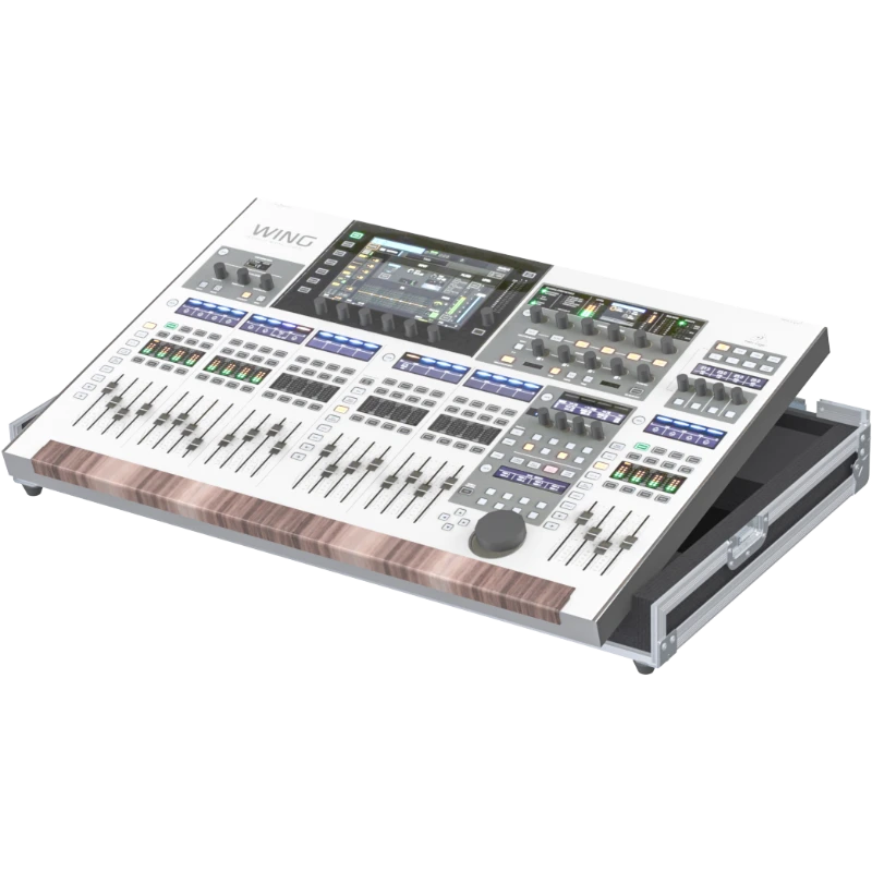 Open view of the ALP Flight Case with the Behringer WING V2 Serie I digital mixing console positioned inside