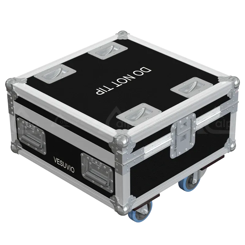 Rear view of the ALP Flight Case for Chauvet Vesuvio II showing reinforced protective structure and touring hardware