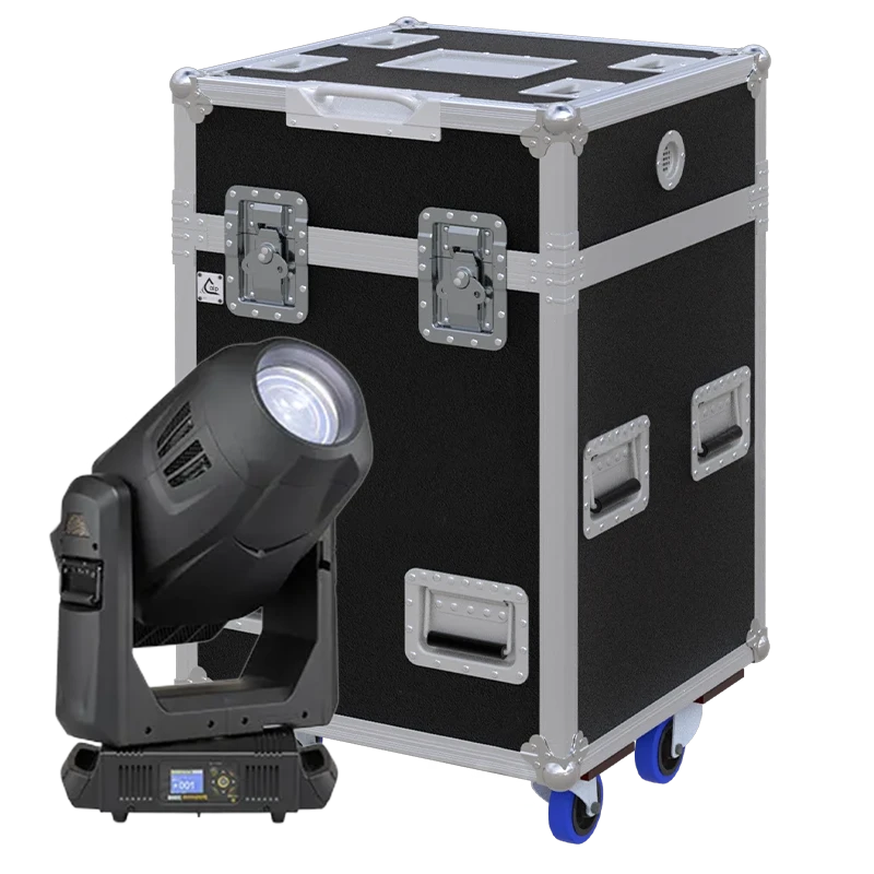 View of the ETC SolaFrame 3000 lighting fixture with the custom ALP Flight Case in the background