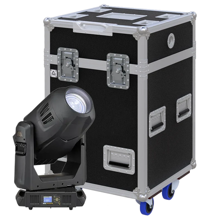 View of the ETC SolaFrame 3000 lighting fixture with the custom ALP Flight Case in the background