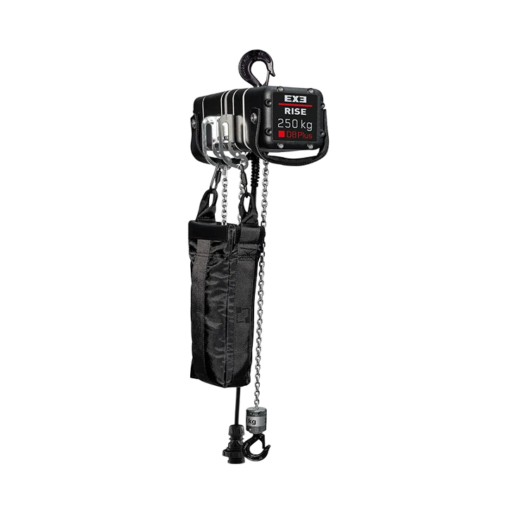 Standalone view of the EXE-RISE D8+ 250Kg chain hoist