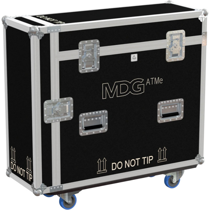 Rear view of the ALP Flight Case for MDG ATMe showing reinforced protective structure and touring hardware