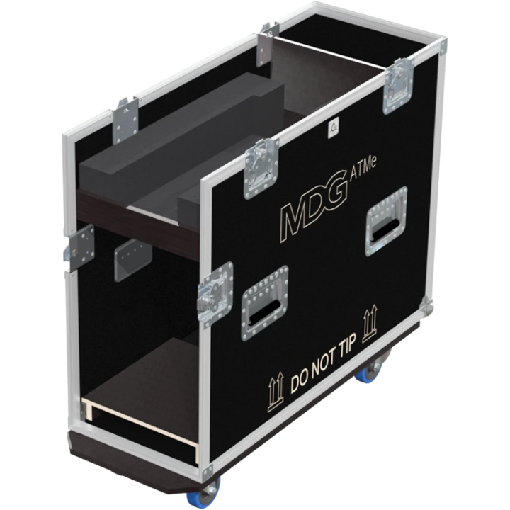 Bottom view of the ALP Flight Case for MDG ATMe showing 4 Ø100 wheels, including 2 with brake