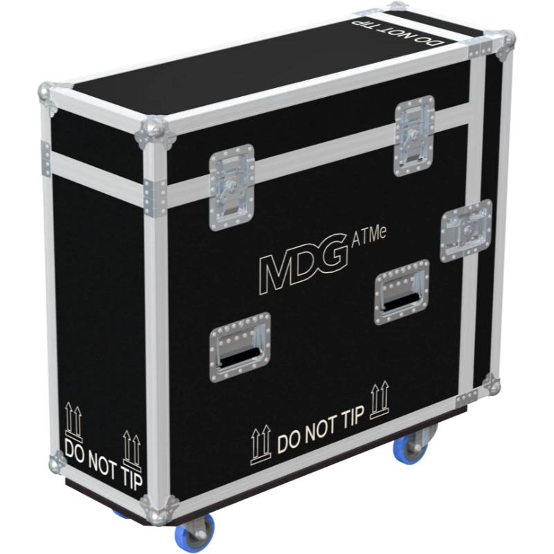 Front right view of the ALP Flight Case for MDG ATMe featuring reinforced touring hardware, butterfly catches and durable construction