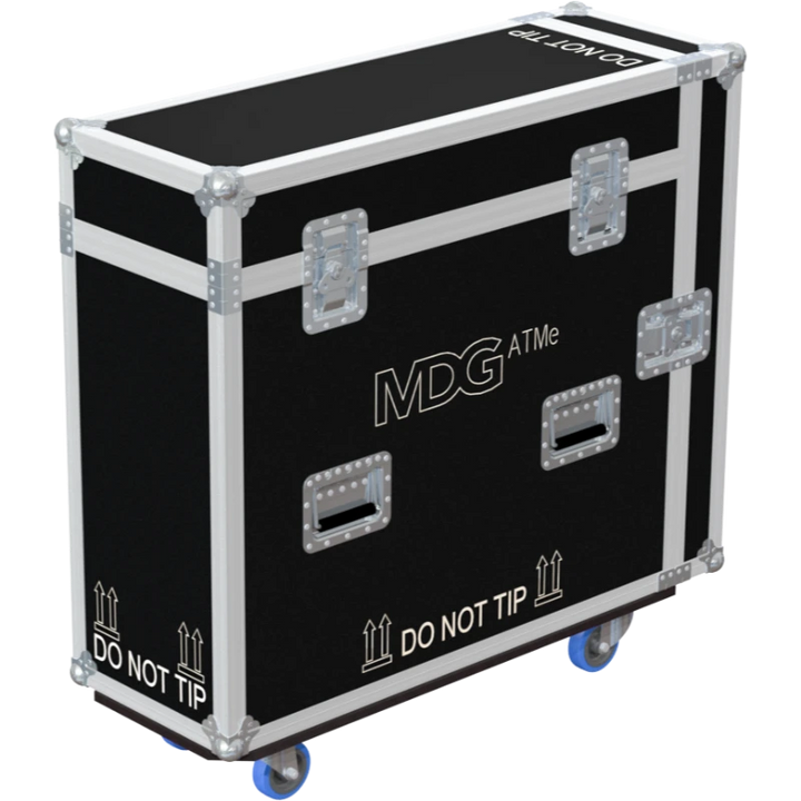 Front right view of the ALP Flight Case for MDG ATMe featuring reinforced touring hardware, butterfly catches and durable construction