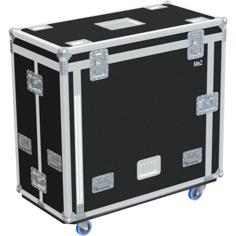 Rear view of the ALP Flight Case for MDG ATMe showing reinforced protective structure and touring hardware