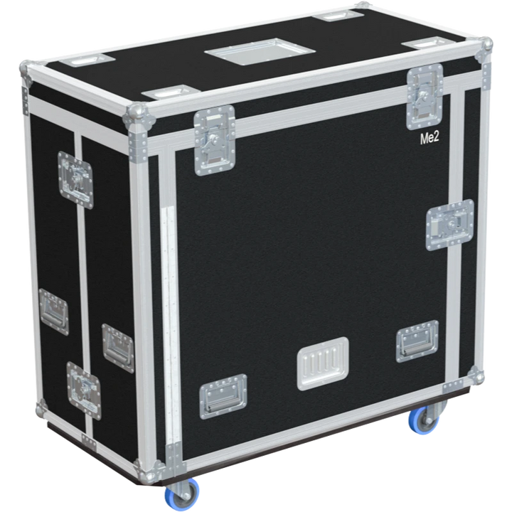 Rear view of the ALP Flight Case for MDG ATMe showing reinforced protective structure and touring hardware