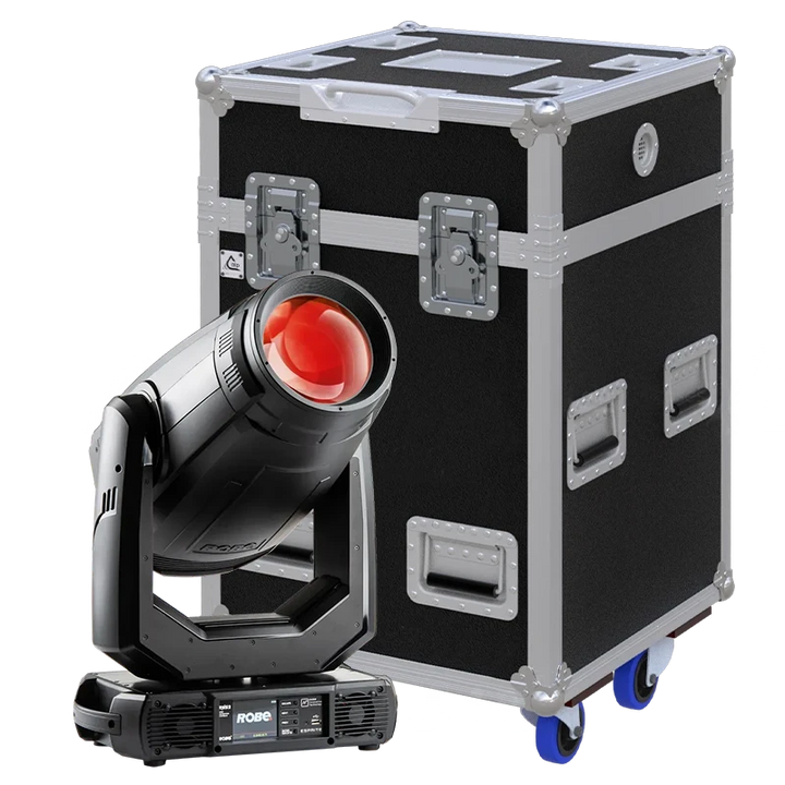 View of the Robe ESPRITE moving head fixture with the custom ALP Flight Case in the background
