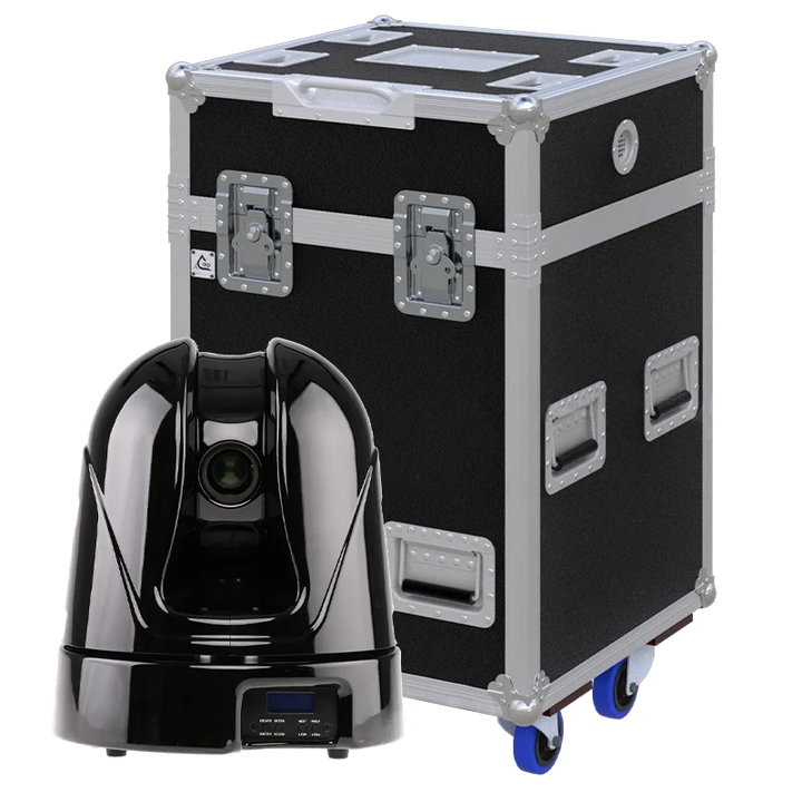 View of the Robe MiniMe DV lighting fixture with the custom ALP Flight Case in the background