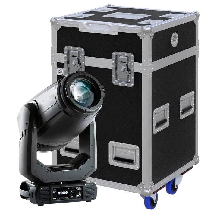 View of the Robe T1 Profile moving head fixture with the custom ALP Flight Case in the background