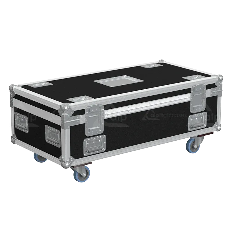 Rear view of the ALP Flight Case for Robert Juliat HMI 575W Pixie showing reinforced protective structure and touring hardware