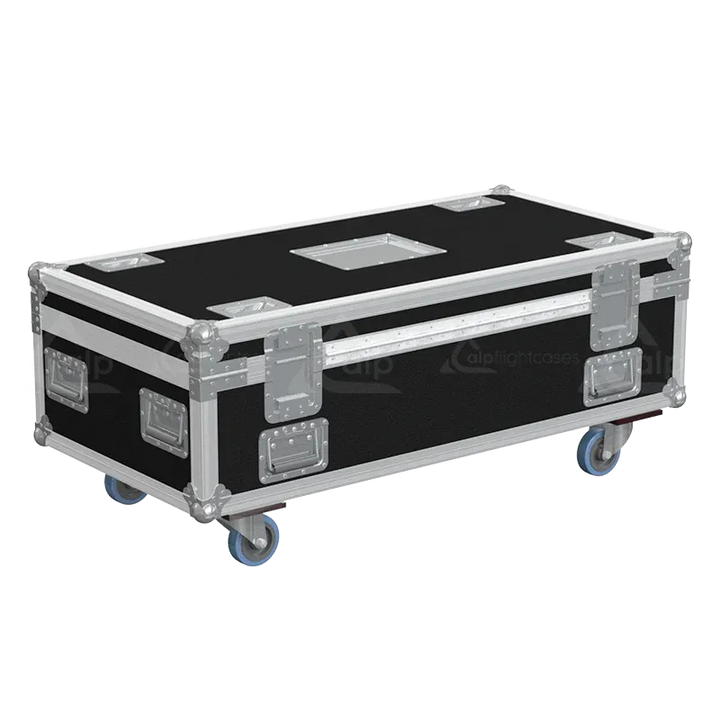 Rear view of the ALP Flight Case for Robert Juliat HMI 575W Pixie showing reinforced protective structure and touring hardware