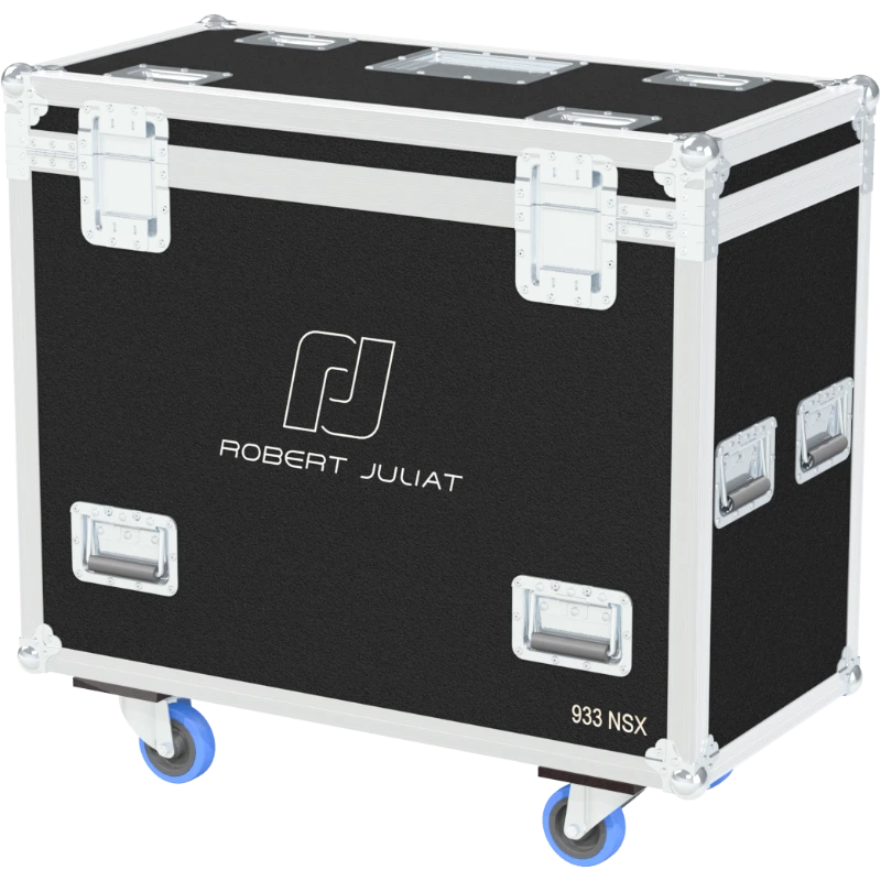 Rear view of the ALP Flight Case for Robert Juliat 933SNXE showing reinforced protective structure and touring hardware