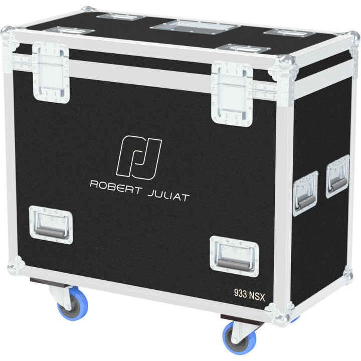 Rear view of the ALP Flight Case for Robert Juliat 933SNXE showing reinforced protective structure and touring hardware
