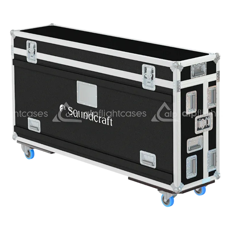 Front view of the custom ALP Flight Case for Soundcraft Vi6 digital mixing console