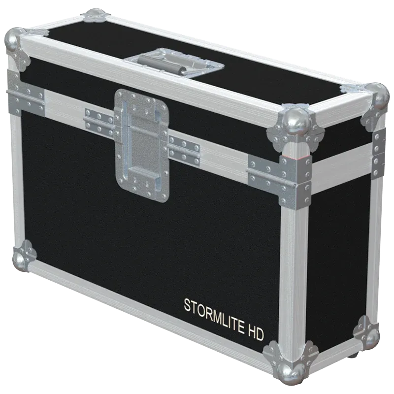 Rear view of the ALP Flight Case for Starway Stormlite HD showing reinforced protective structure and touring hardware