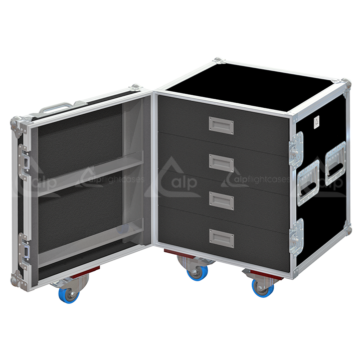 Close-up of the professional ball-bearing drawer slides and reinforced handles on the ALP Tool Case PRO