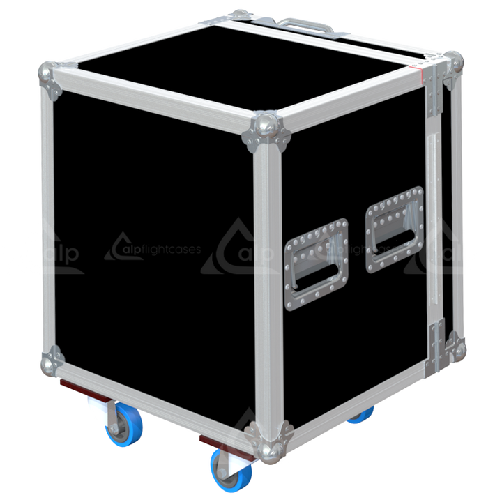 Rear view of the 10U Tool Case showing the 10mm birch plywood construction and access to the rack area