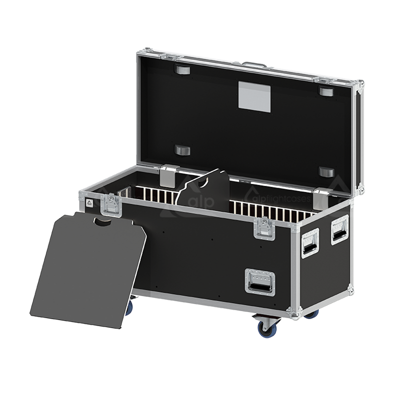 PRO Trunk flight case open showing touring gear safely stored inside the 1.2-meter interior