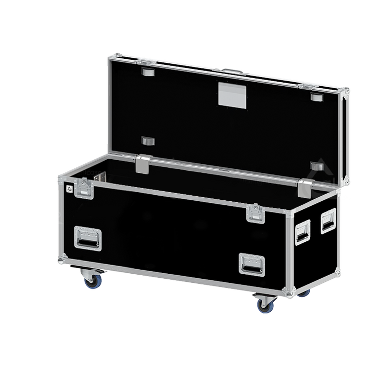 Empty interior of the 1500x600x600mm flight case highlighting the 1.5-meter storage capacity and reinforced walls