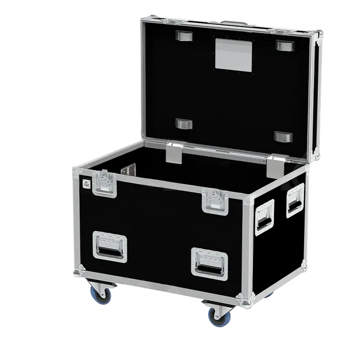 Empty interior of the 900x600x600mm flight case trunk highlighting the reinforced 10mm birch plywood walls